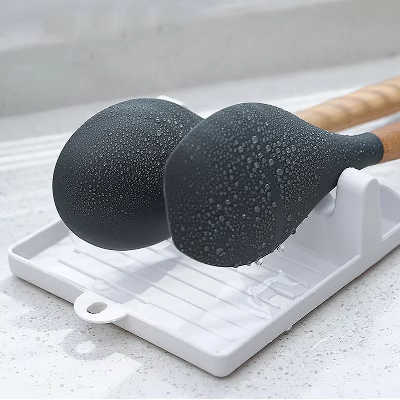Multi-Function Kitchen Utensil Organizer With Spoon Holder, Fork and Spatula Rack, and Non-Slip Lid Rest