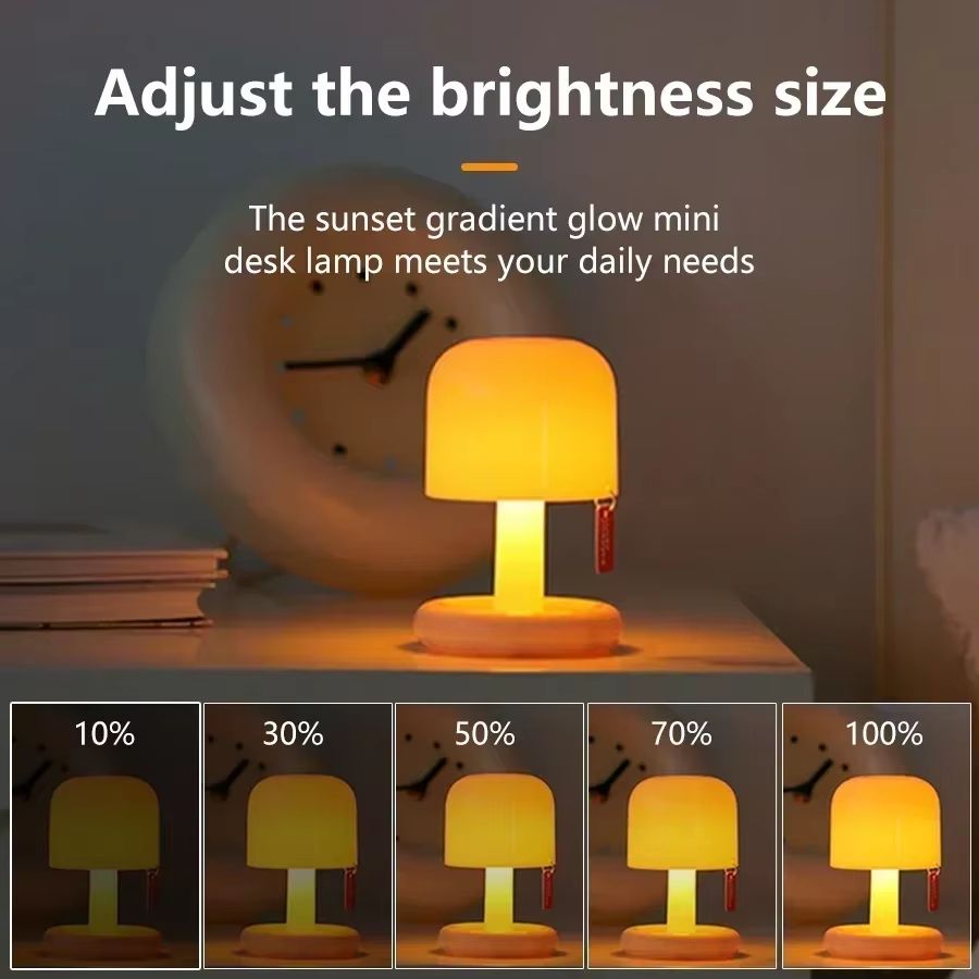 Mini Sunset Mushroom LED Night Lamp USB Rechargeable Ambient Light