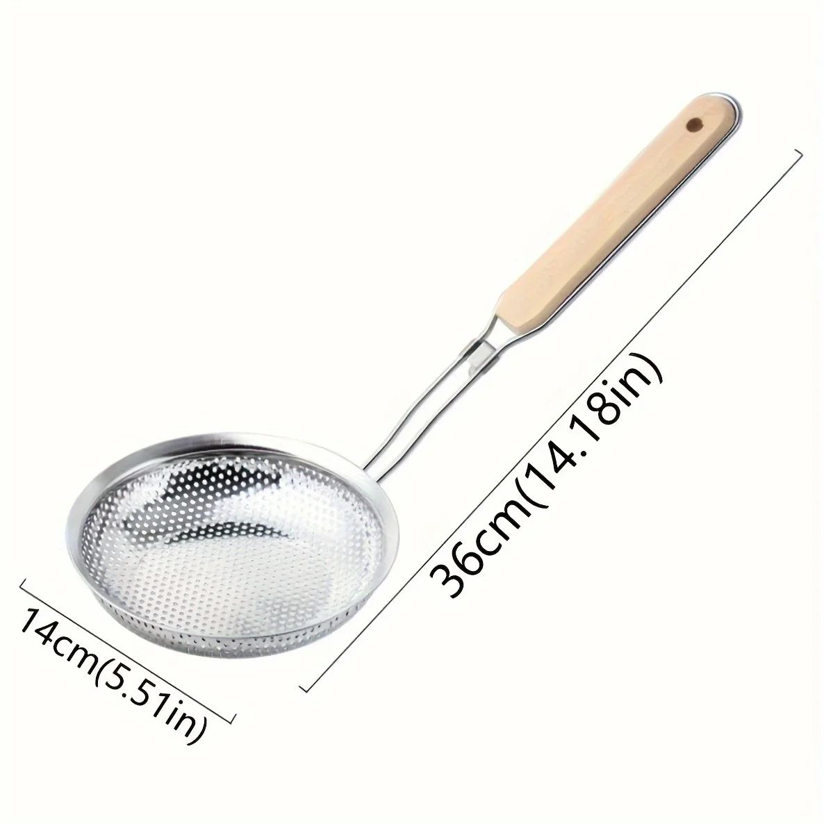 Stainless Steel Fine Mesh Skimmer with Wooden Handle