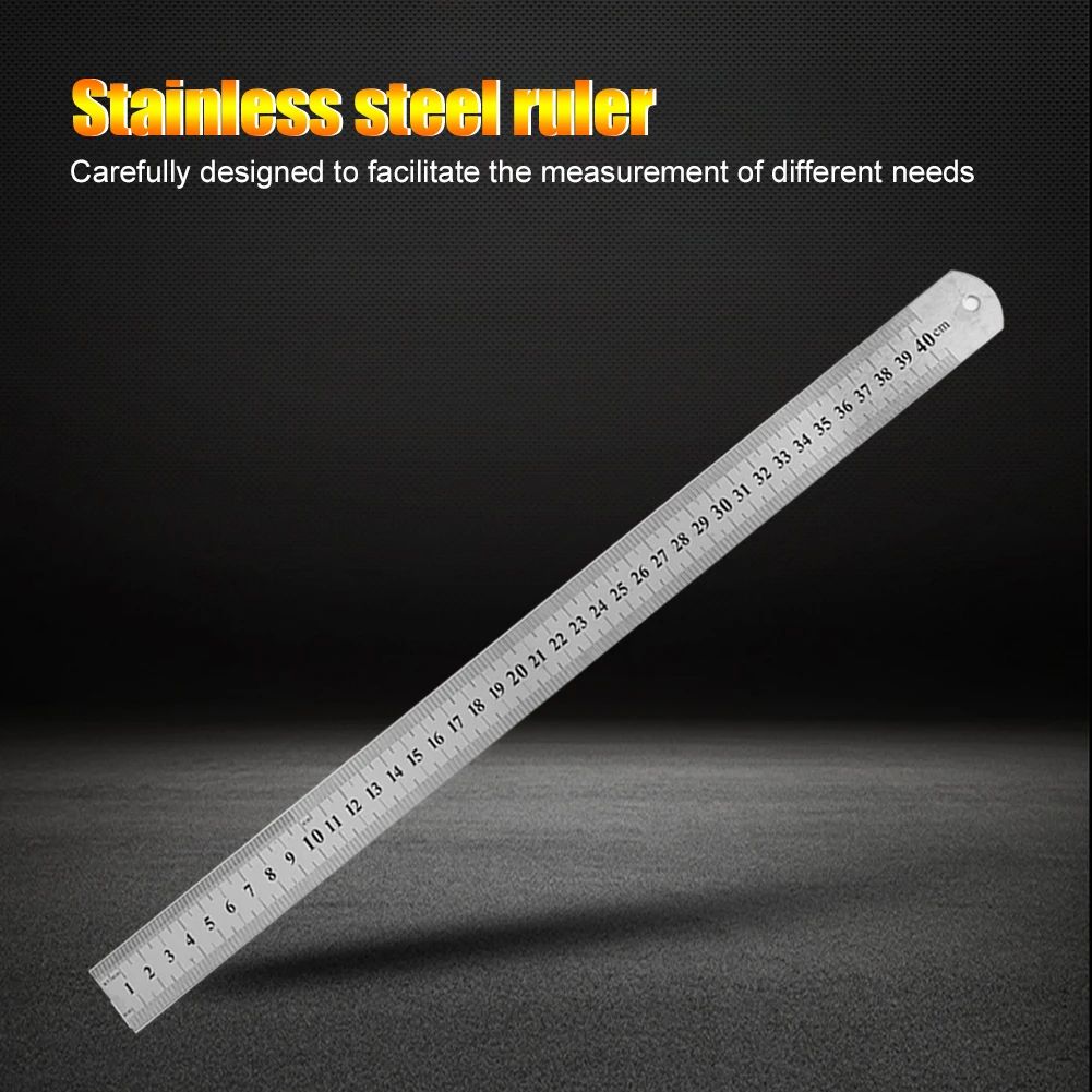 Stainless Steel Metal Straight Ruler, Double Sided Precision Measuring Tool for Professional Drafting, Woodworking
