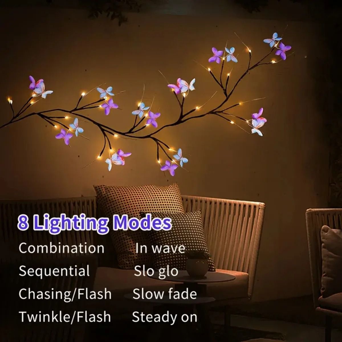 30LED Enchanted Willow Vine Light with Butterfly