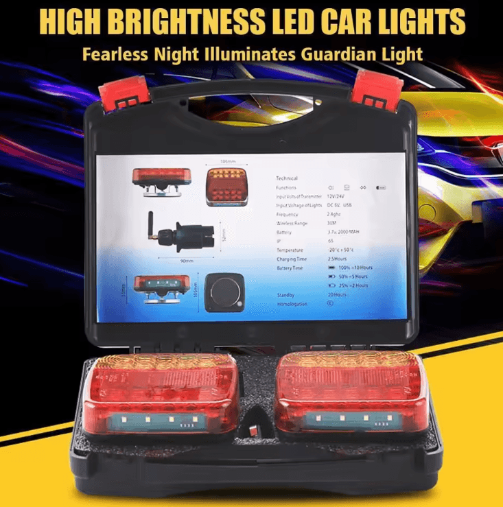 Wireless LED Trailer Tail Lights Rechargeable Brake Turn Signal Lights for Truck Camper and Trailer