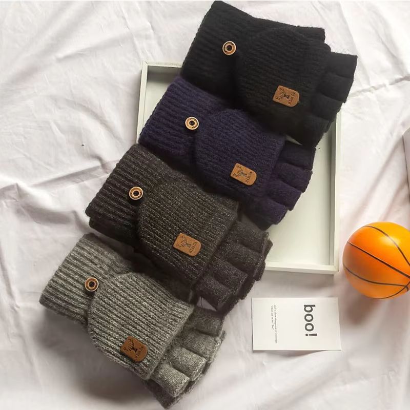Knitted Fingerless Winter Gloves - Thicken Warm Touch-Screen Half-Finger Gloves for Men & Women