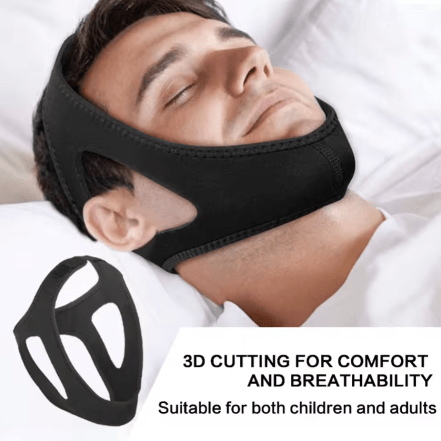Anti-Snoring Chin Strap Device – Adjustable Breathable Snore Stopper with Lower Jaw Support