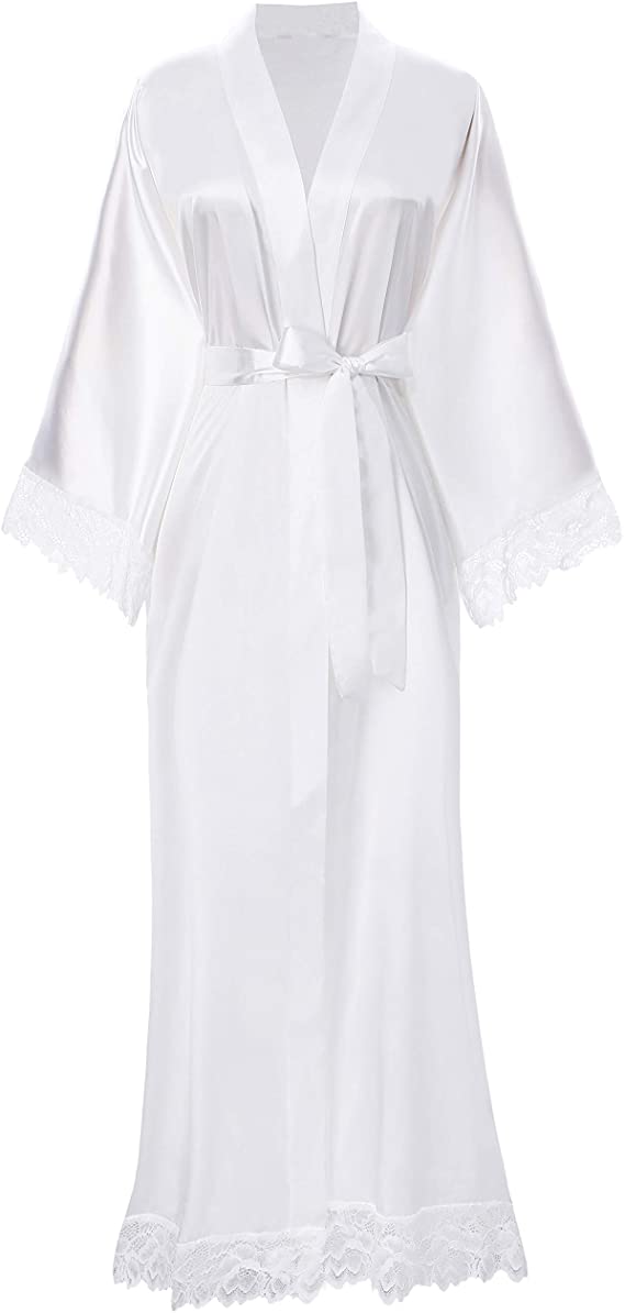 2019 New Silk Satin Lace Robes Bridesmaid Bride Robes Wedding Long Robe Bathrobe Womens Robe Lingerie Robe