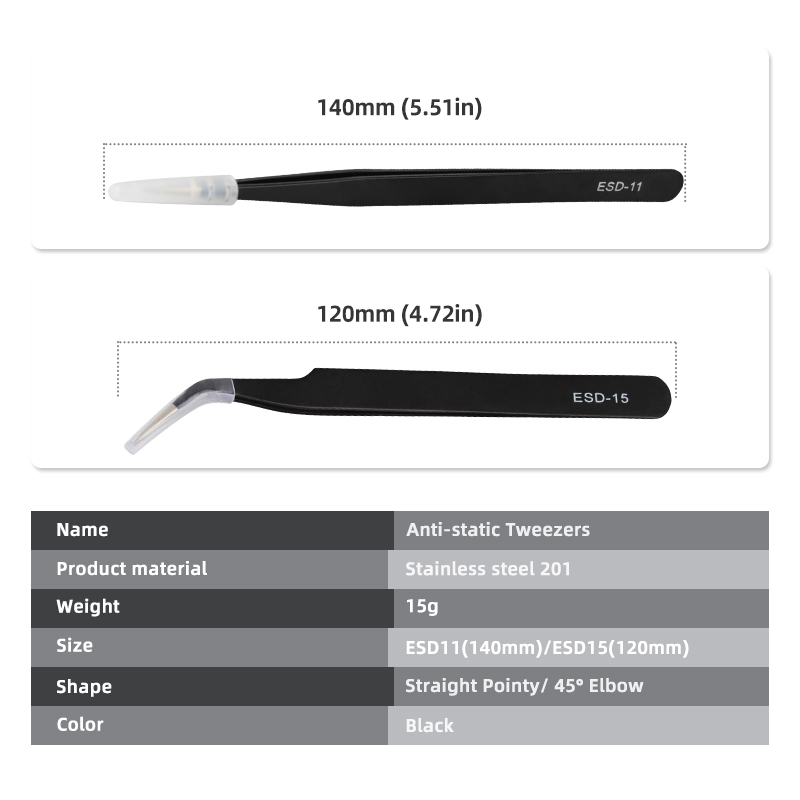 Precision Stainless Forceps, Curved Straight Tweezers for Motherboard Repair, iPad Repair