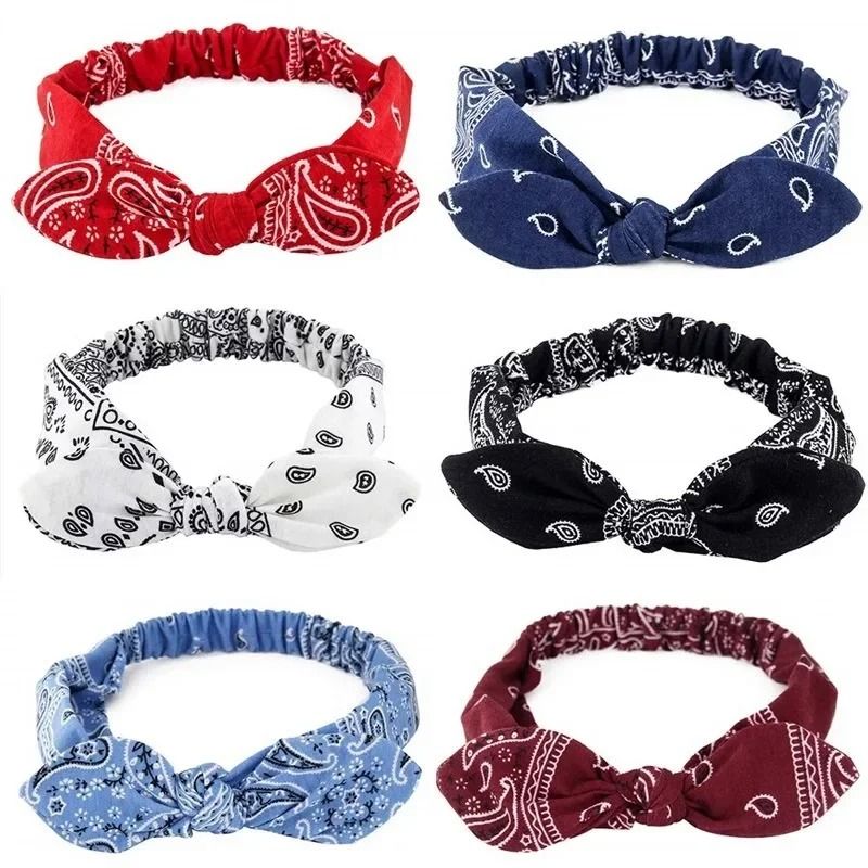 Printed Rabbit Ears Elastic Crossband Headband