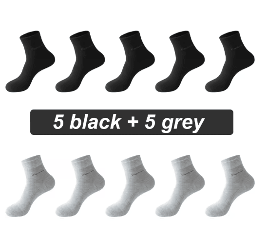 Mens Bamboo Fiber Socks 10 Pair Breathable Antibacterial Casual and Business Set EU 38 46