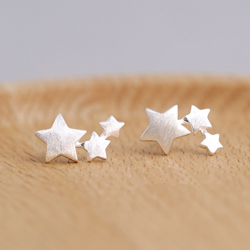 925 Sterling Silver Star Stud Earrings for Women - Elegant Wedding Jewelry 2018 | Pendientes Mujer Moda - Brincos EH907