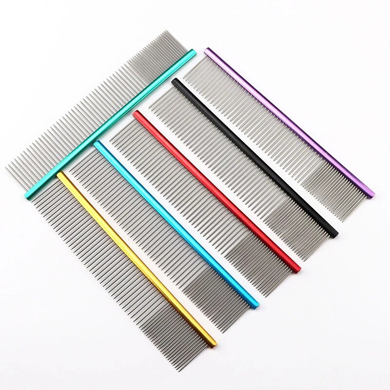 Professional Dog Grooming Comb - Aluminum, 6 Colors - Pet Hair Trimmer Brush