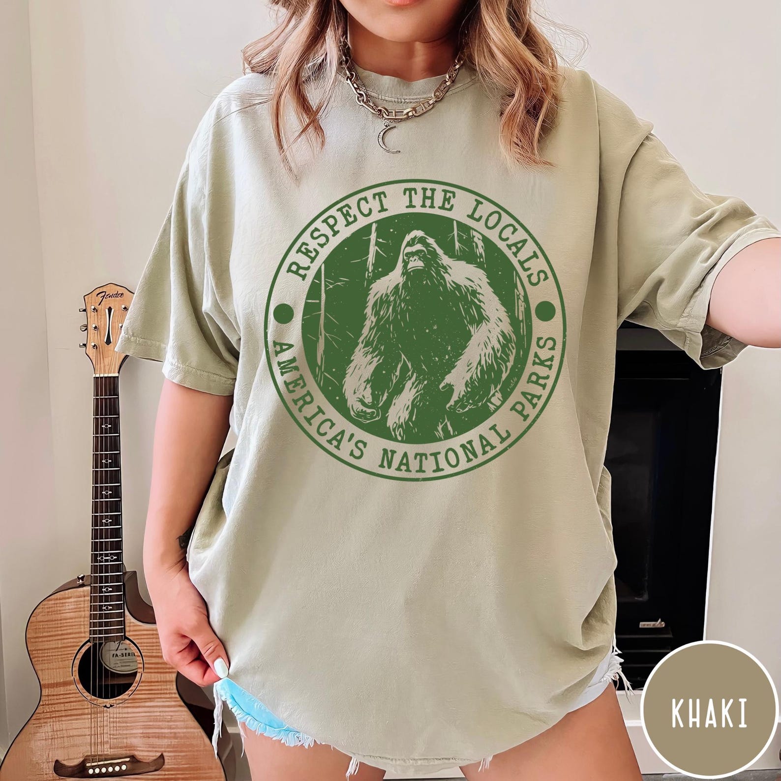 Respect the Locals Comfort Colors T-Shirt, Unisex Bigfoot Shirt, Funny National Park Shirt, Vintage Retro Nature Shirt