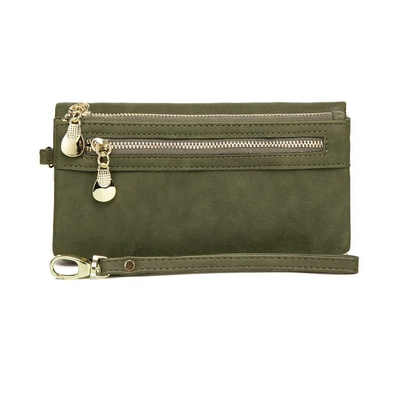 Large Capacity Womens Leather Wallet with Double Zipper