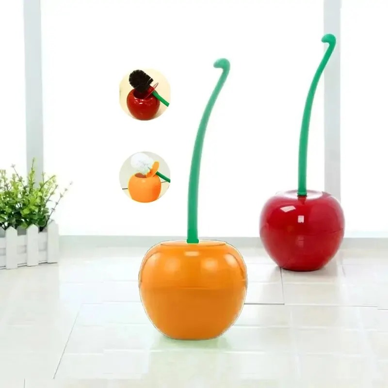 Cherry-Shaped Toilet Brush & Holder Set – Stylish Bathroom Accessory