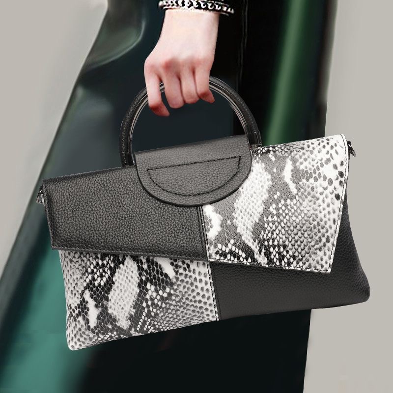 Fashionable PU Synthetic Leather Crossbody Bag Casual Dinner Wedding Alligator Pattern Shoulder Handbag