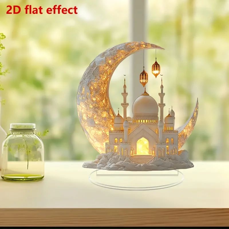 Eid Acrylic Mosque Table Decor – Ramadan Islamic Window & Home Display Ornament