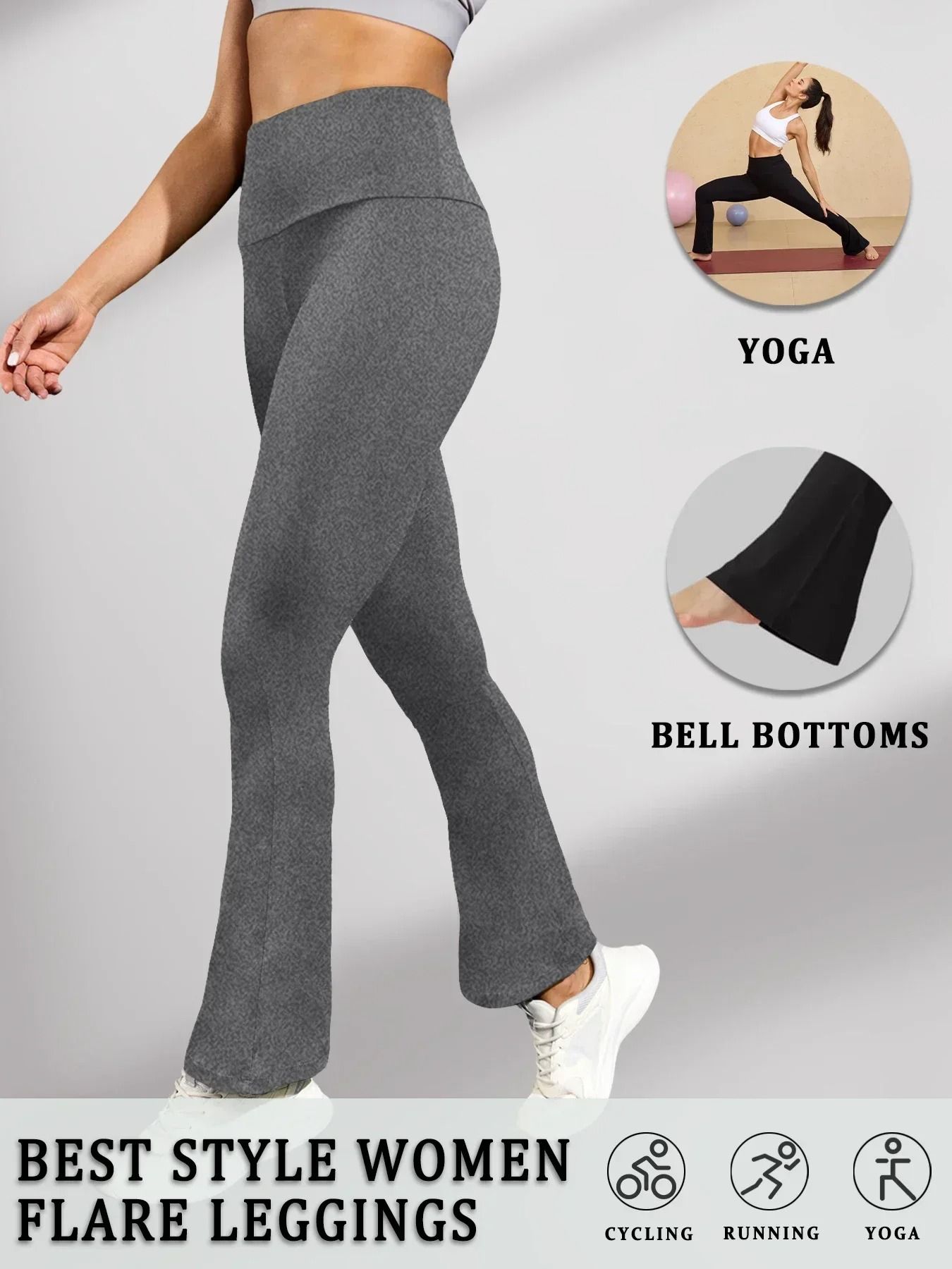Womens High Waisted Flare Yoga Pants – Super Soft Bell Bottom Leggings with Tummy Control