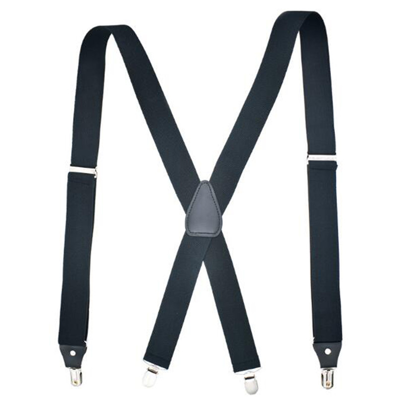 Heavy Duty Men's Suspenders – Adjustable Elastic X-Back Braces with Strong Clips
