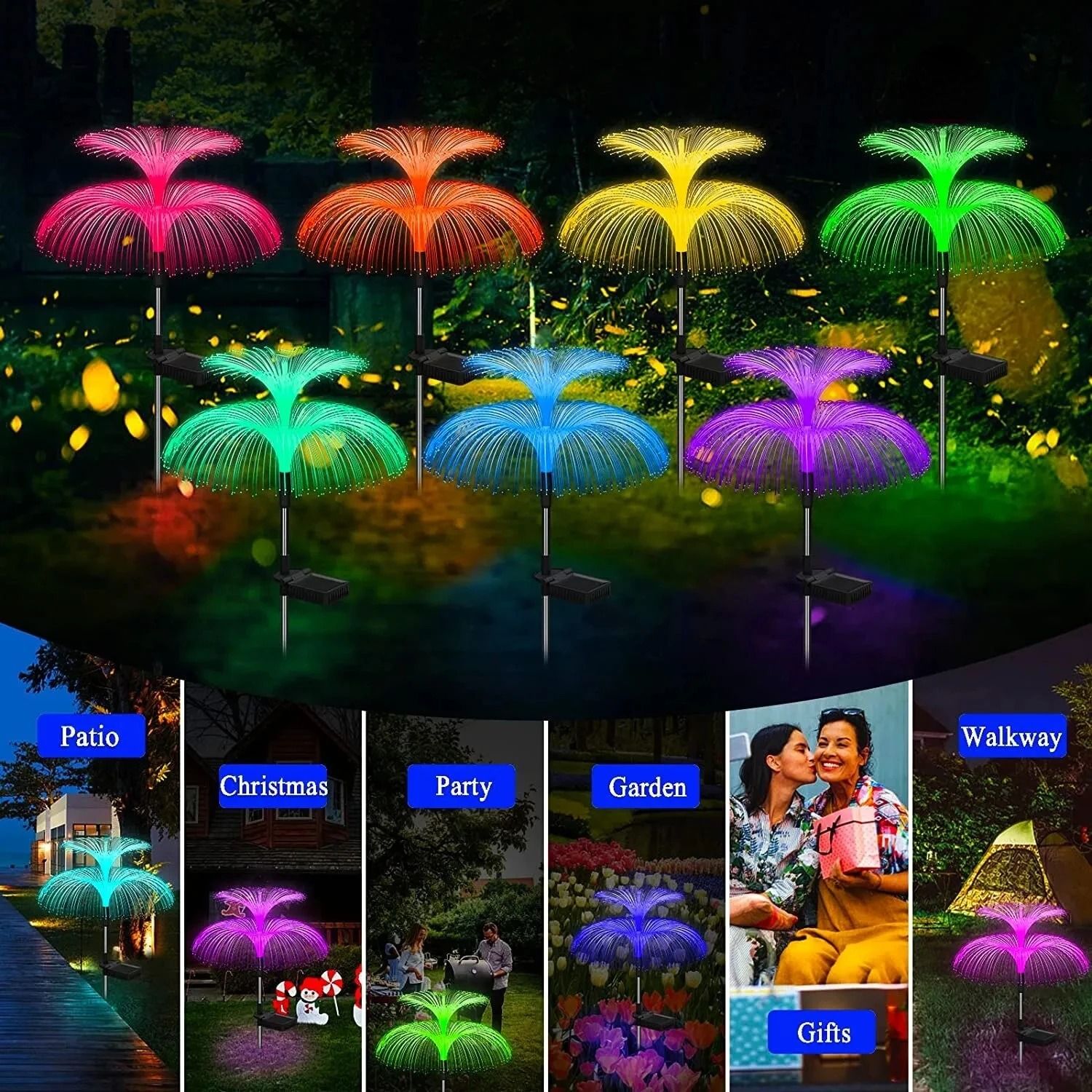 Color Changing Solar Jellyfish Garden Lights Waterproof LED Pathway Lawn Decor