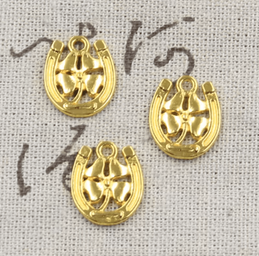 12pcs Vintage Horseshoe & Clover Lucky Charm Pendants for DIY Jewelry