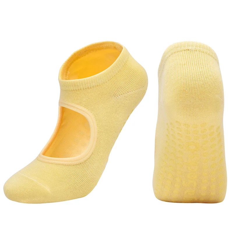 Womens Silicone Anti-Slip Backless Yoga Socks US 5-10.5– Non-Slip Pilates & Ballet Fitness Grip Socks