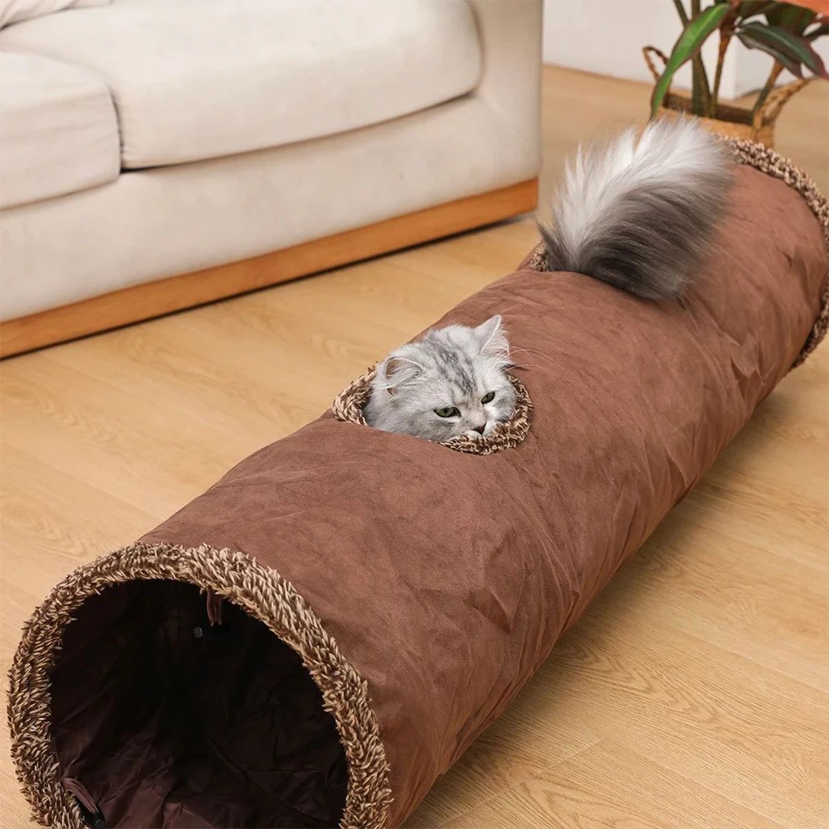 Foldable Suede Cat Tunnel for Play and Exercise