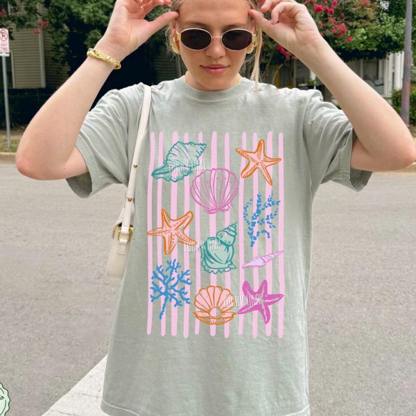 Beach Shell Shirt Coastal Summer Graphic Tee Ocean Lover Vacation Outfit