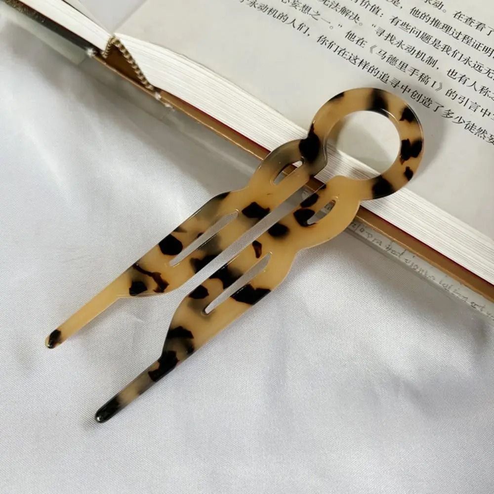 U-Shaped Acetate Hair Stick and Professional Bun Clip