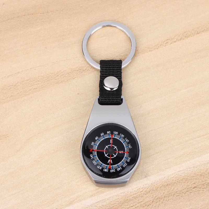 Portable compass keychain with carabiner clip for camping and hiking navigation