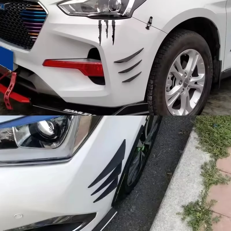 Universal Carbon Wire Pattern Car Spoiler, Crescent Shaped Modification, Front Bumper Side Skirt Parts
