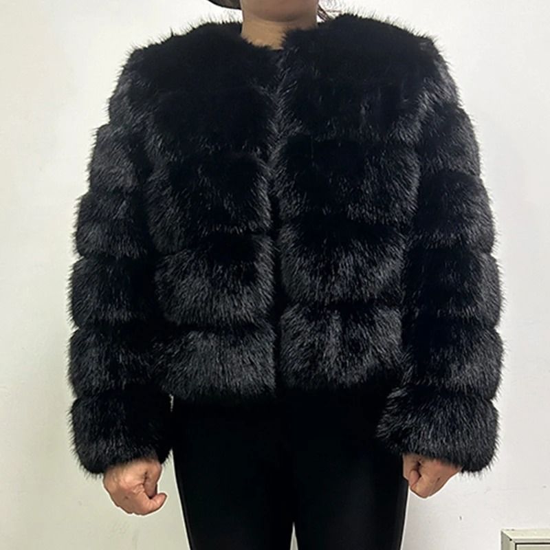 2024 Luxury Faux Raccoon Fur Coat | Premium Fluffy Winter Jacket & Thick Warm Furry Outerwear System