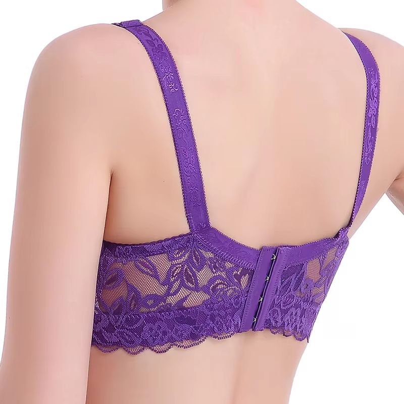Plus Size Wireless Lace Bra Full Coverage Thin Cup Adjustable Bra Soft Comfort Bra for B C D Cups
