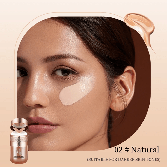 Air Cushion BB Cream Foundation – Moisturizing, Waterproof, and Oil-Control Coverage with Butterfly Puff