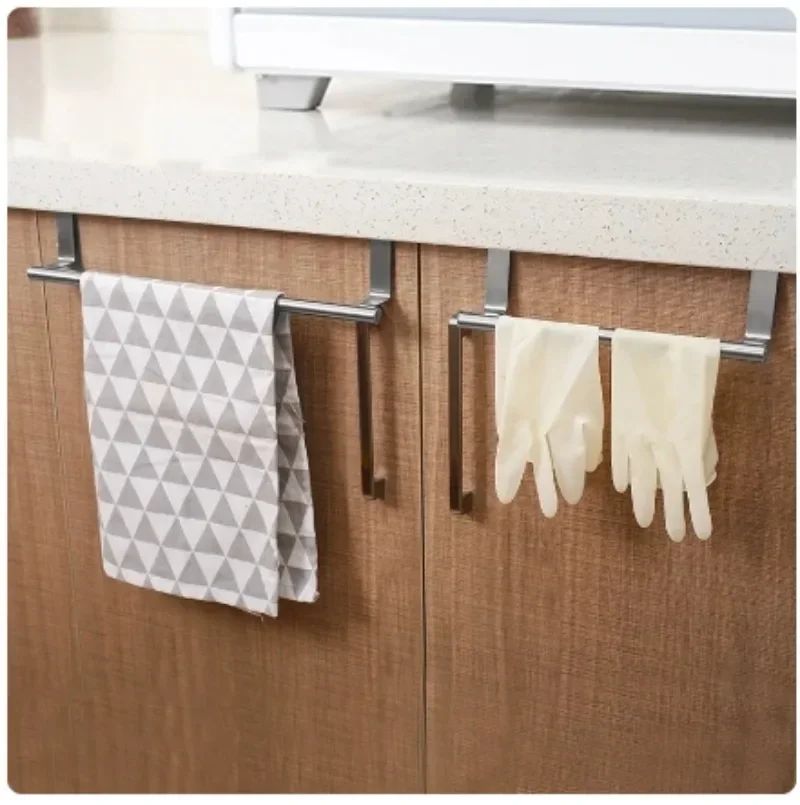 Over-the-Door Stainless Steel Towel Rack Hanging Cabinet Door Towel Holder Organizer