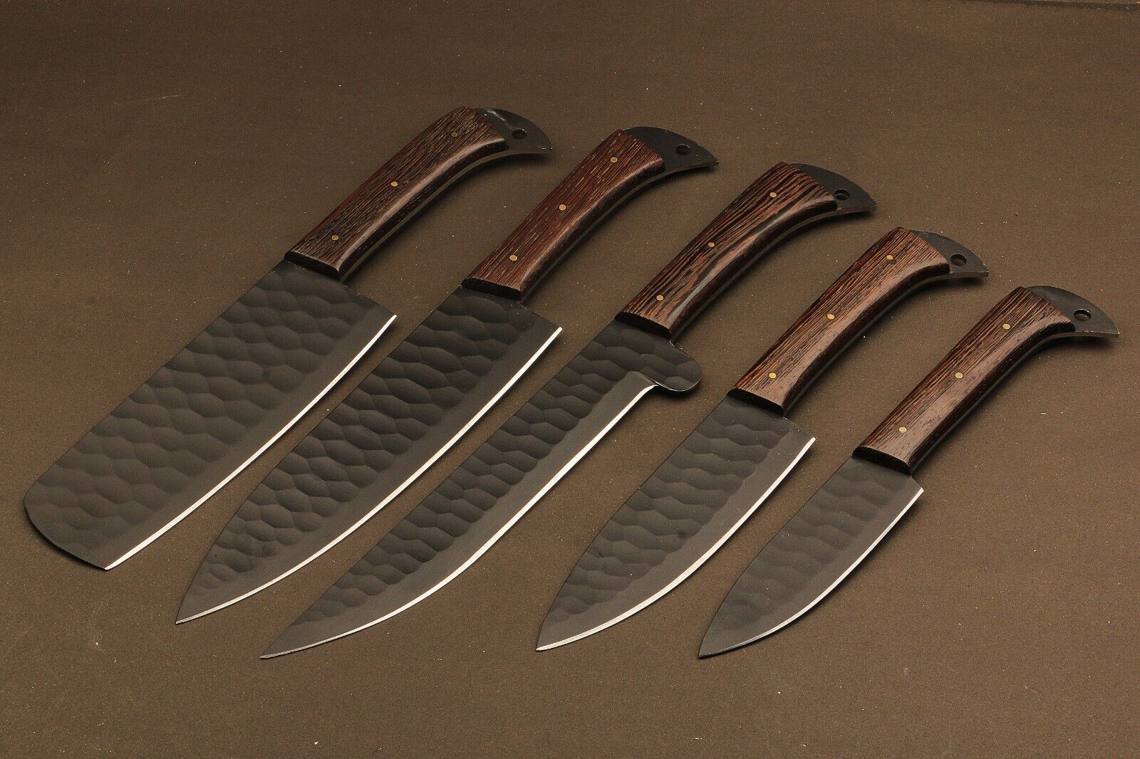 Professional Grade Handmade Damascus Chef Knives with Rosewood