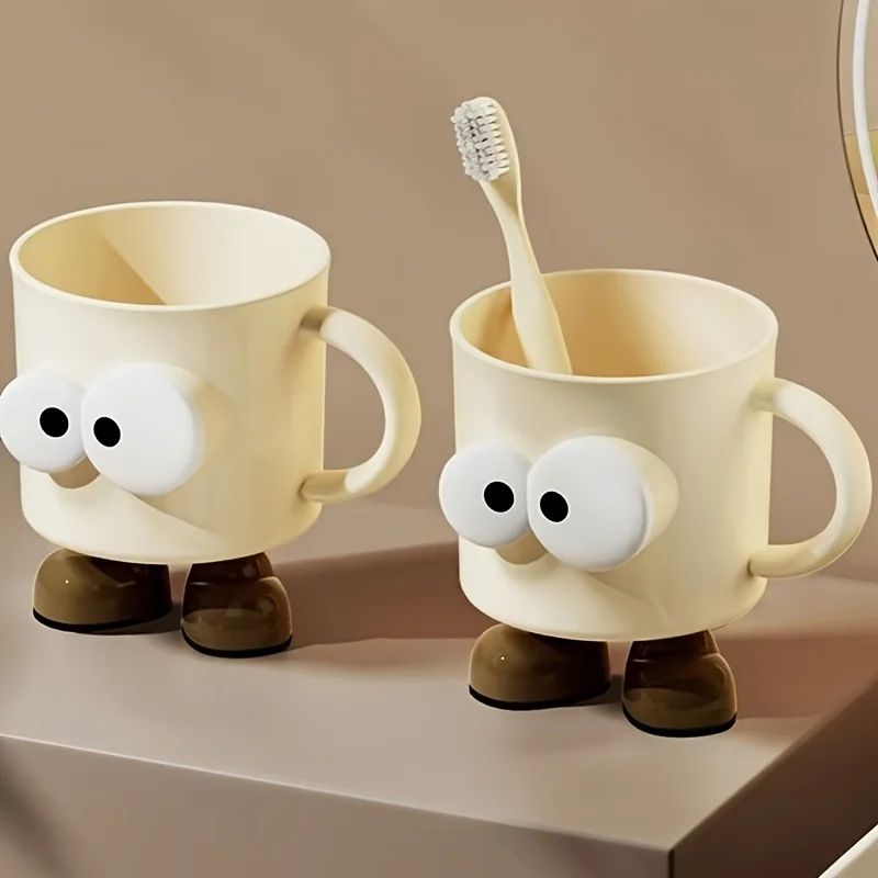 Cute Cartoon Couple Toothbrush Cup – Non-Slip Bathroom Mouthwash Tumbler