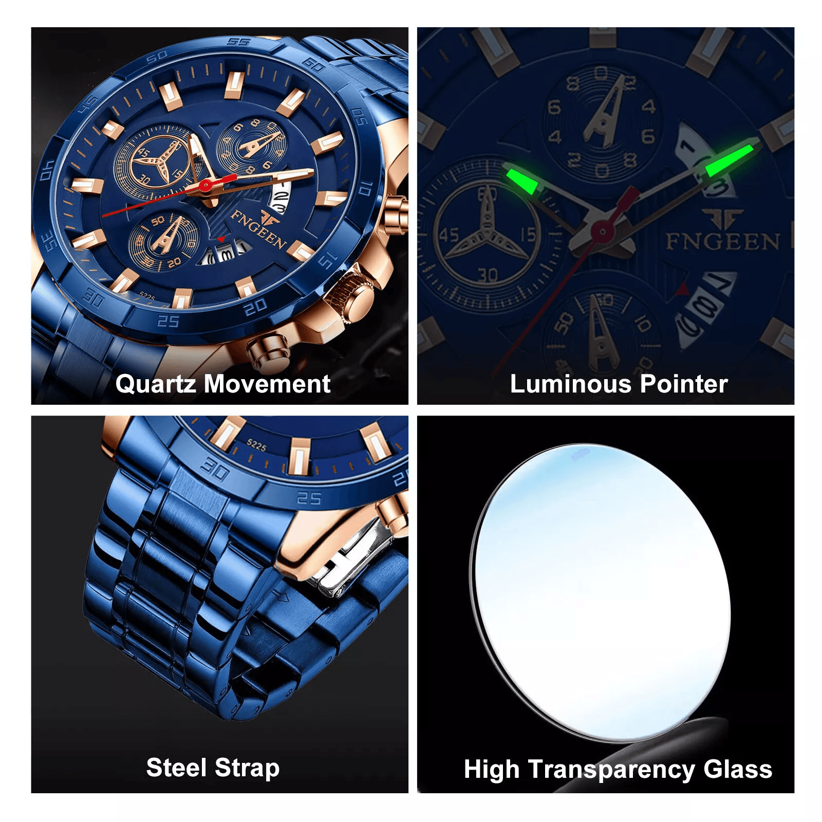 Waterproof Men's Watch Stainless Steel Quartz Classic Business Wristwatch