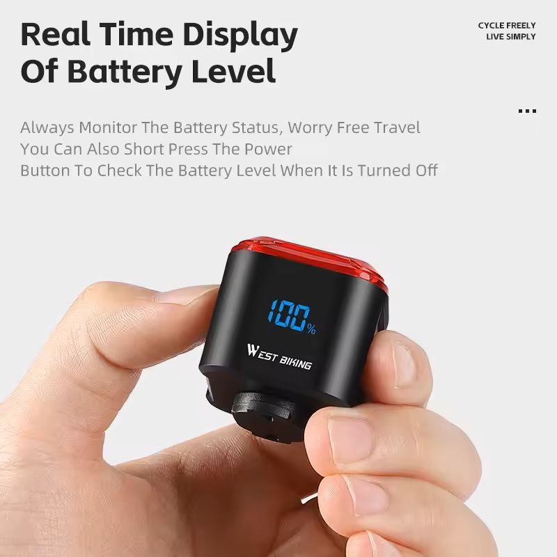 Bike Rear Light with Brake Sensing and Digital Power Display