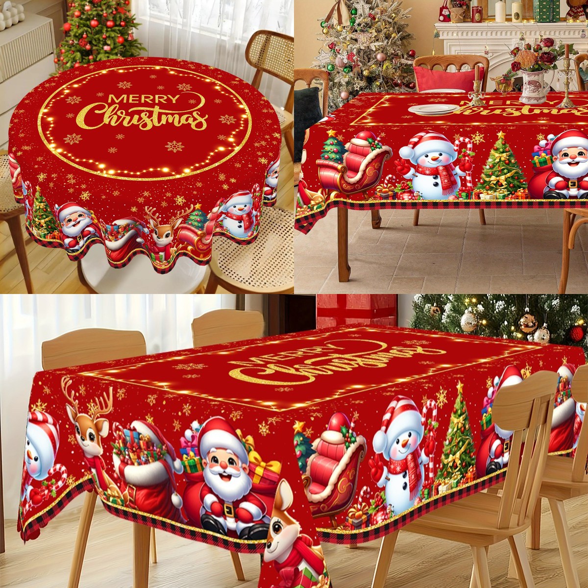 Santa Claus Tablecloth, Christmas Table Decor, Christmas Party Decoration, Navidad Table Cover, Natal and New Year Gift