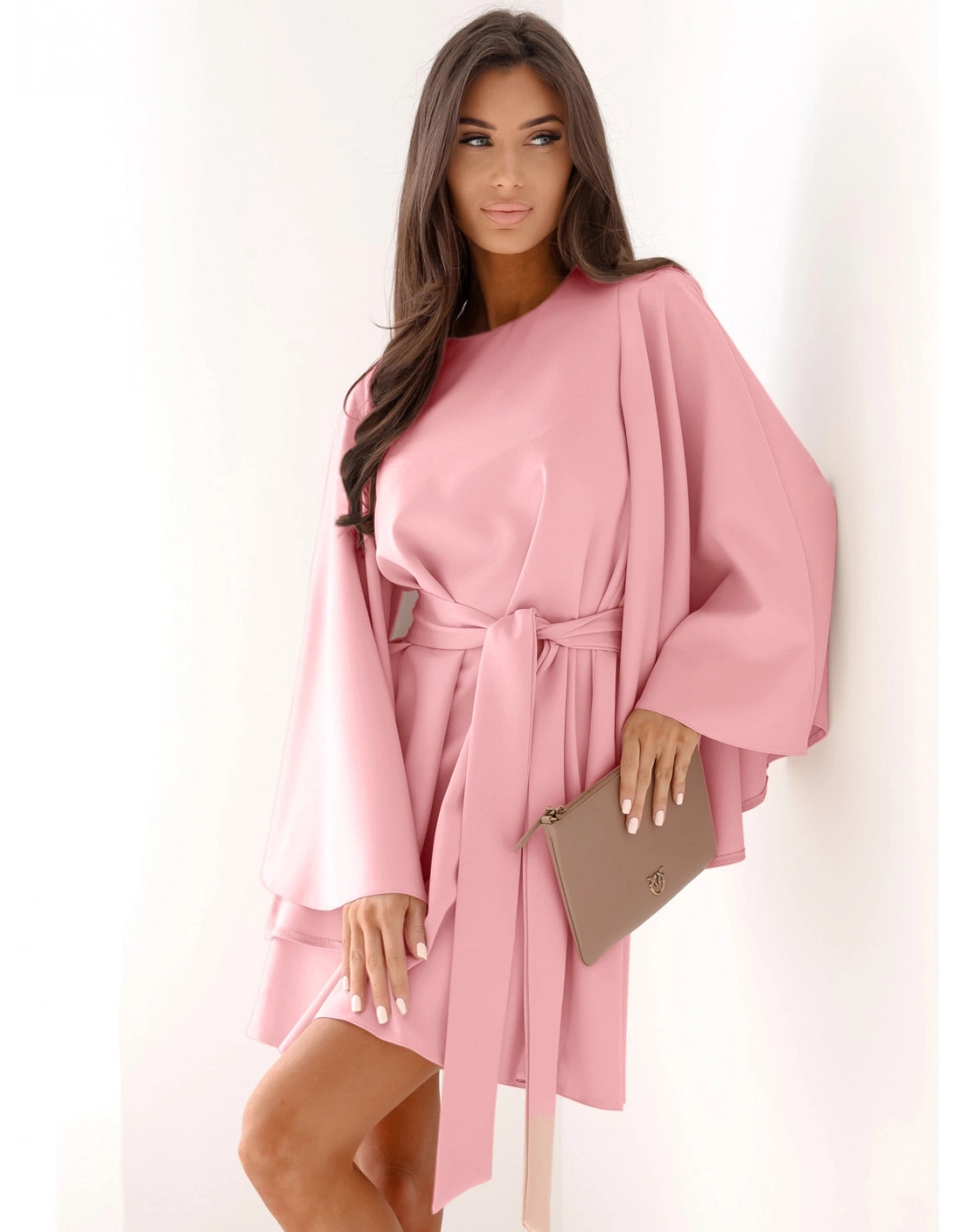 Womens Mini Dress, Empire Waist Dress, Elegant Flare Cuff Sleeve, Fall Dress, Long Sleeve Crew Neck, Regular Fit, Pure