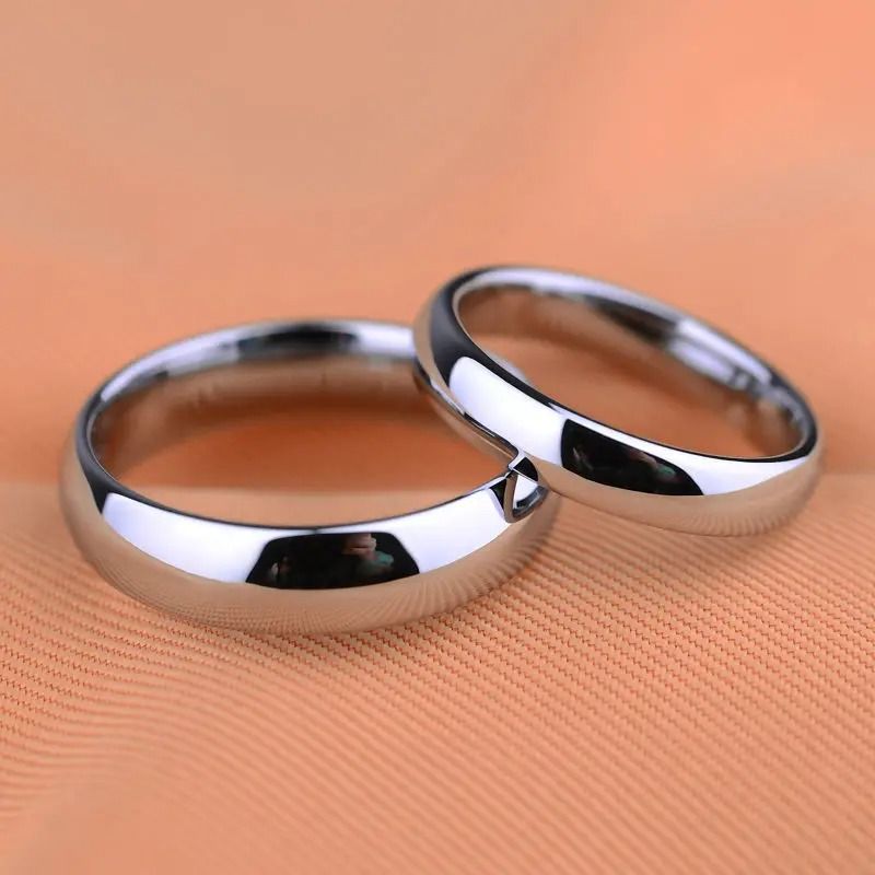 Customize Classic White Tungsten Scratch-Proof Permanent Wedding Ensemble