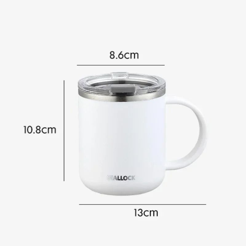 304 Stainless Steel Insulated Water Cup – 450ml Anti-Scalding Milk & Juice Mug with Lid