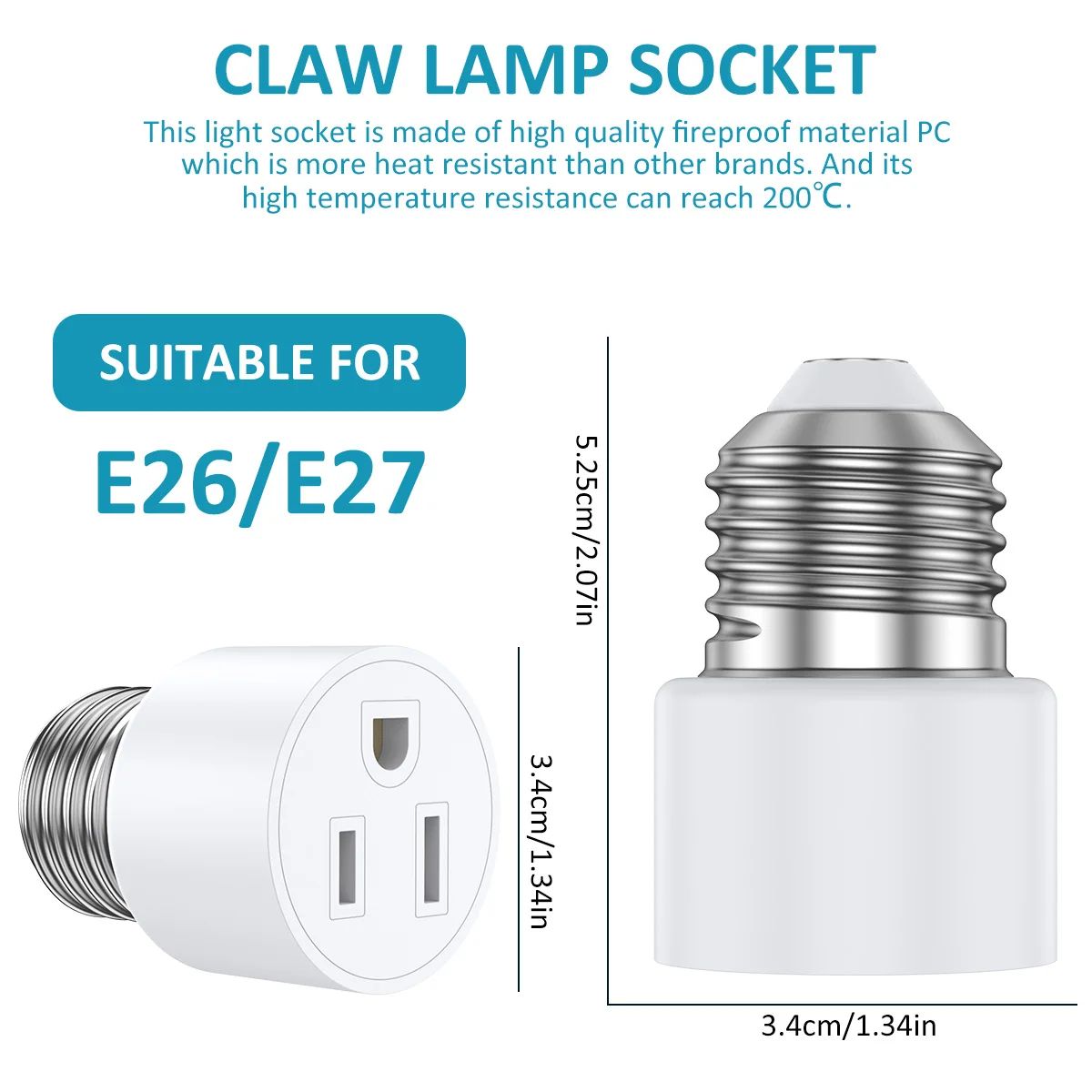 PowerConvert Light Socket Adapter Plug for E26 E27 Bulbs
