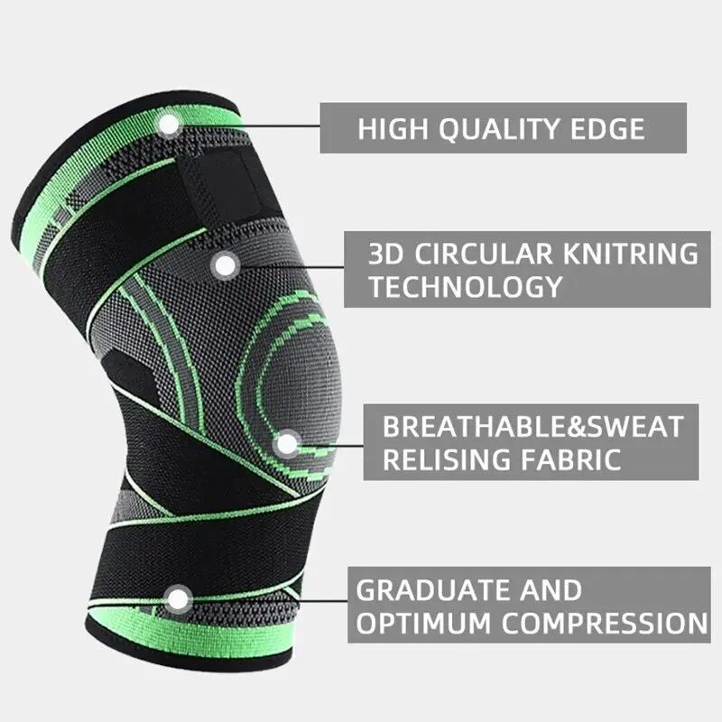 Adjustable Knee Compression Sleeve with Patella Stabilizer Strap for Sports & Running
