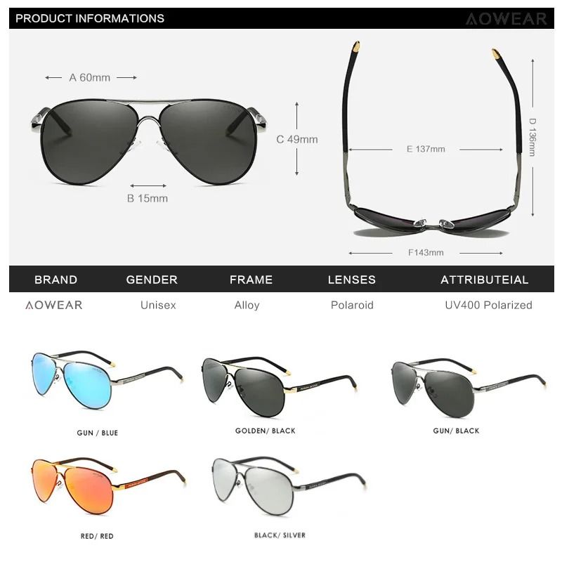 Mens Polarized Aviation Sunglasses Driving HD Pilot Sun Glasses
