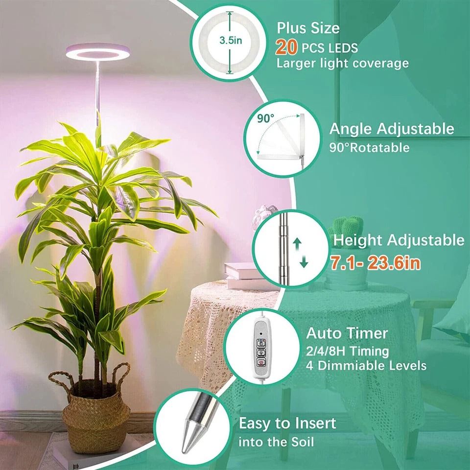 LED Grow Light Plant Growing Lamp with Full Spectrum & Auto Timer for Indoor Plants