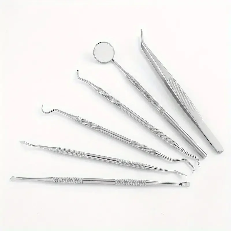 Professional Stainless Steel Dentist Oral Tools Set, Mirror, Flossing, Tartar Removal & Cleaning Kit