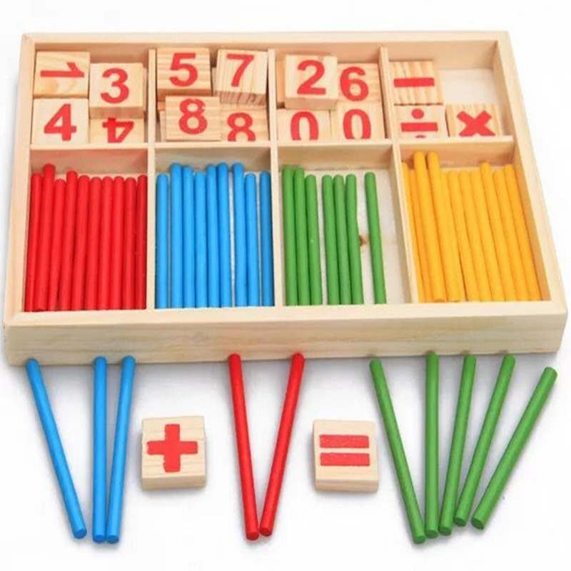 Montessori Math Learning Box  Wooden Counting Sticks & Educational Arithmetic Toy for Kids