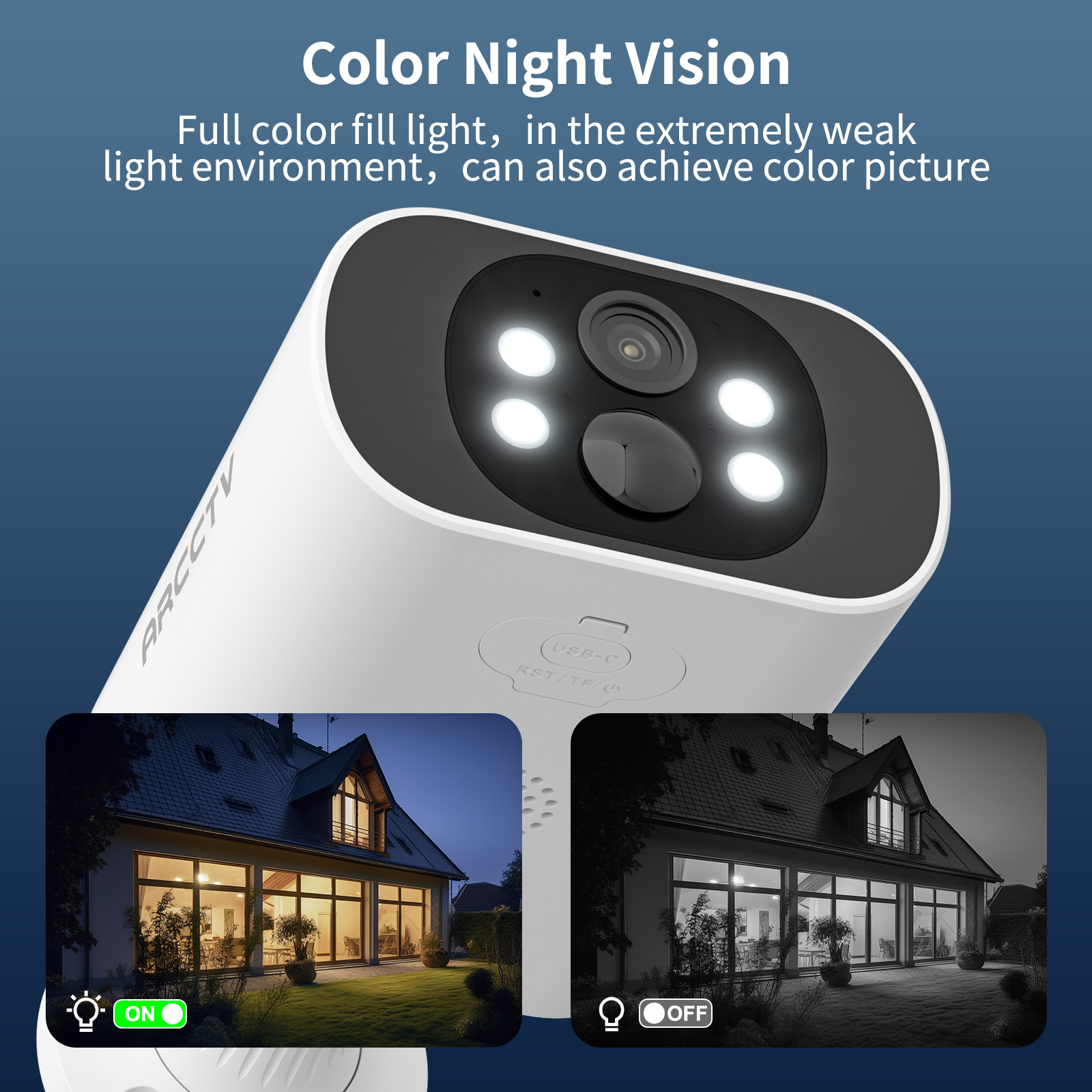Outdoor Wireless Security Camera Set, Wifi Solar Battery Kit, Humanoid Detection, Motion Wake-up