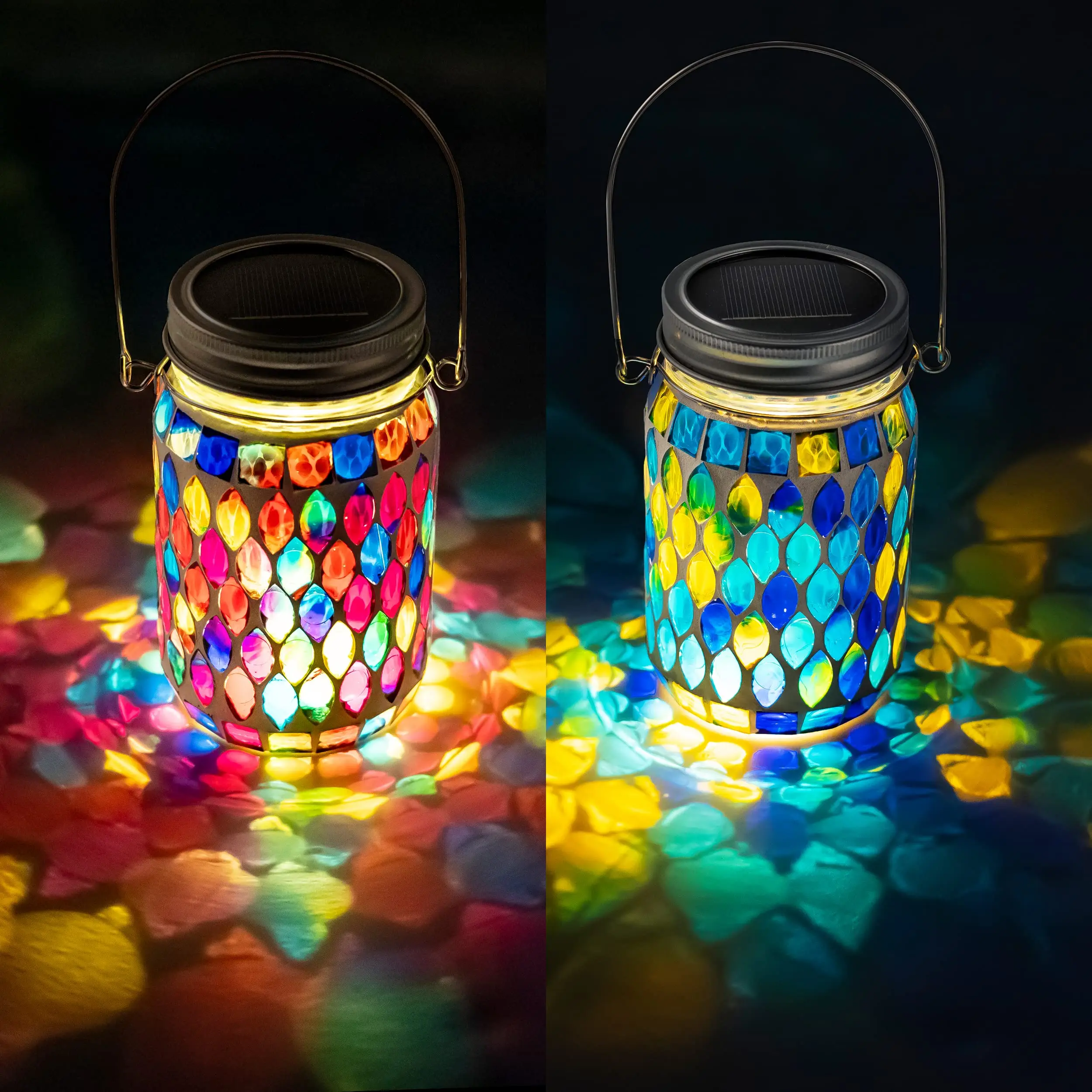 Hanging Light Solar Powered Outdoor Waterproof Glass Table Lamp, Indoor Outdoor Garden Patio Party Yard Balcony Lighting
