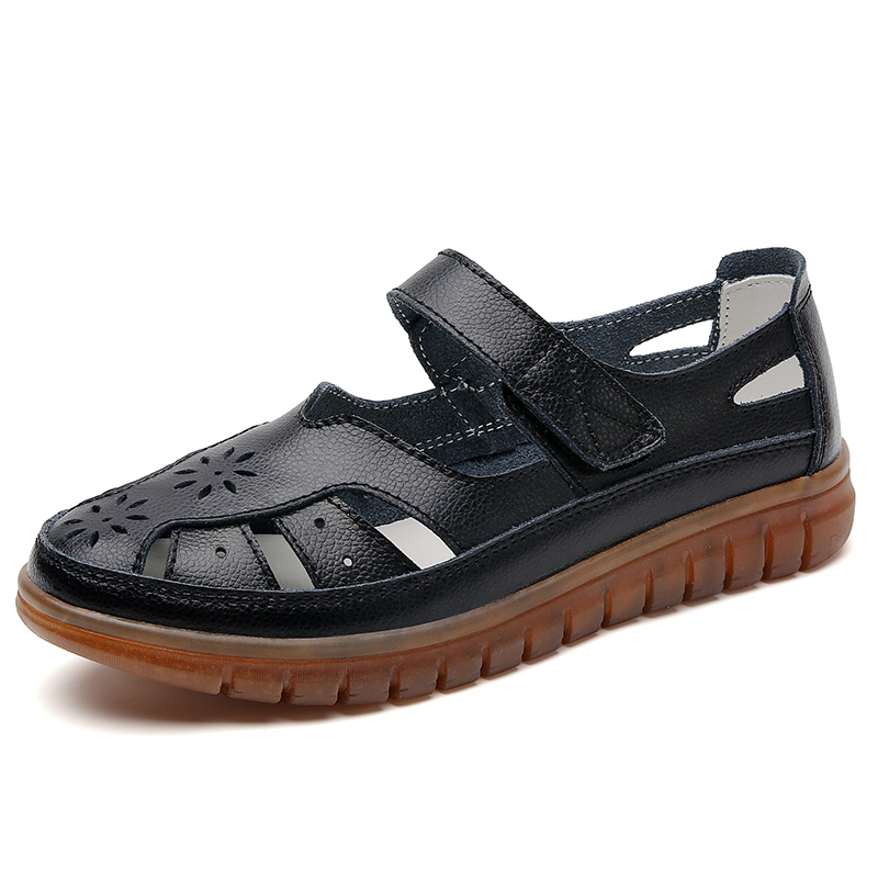 Womens Summer Sandals, Breathable Leather Slippers, Fashion Non-Slip Casual Roman Shoes, Ladies Sandals on Sale